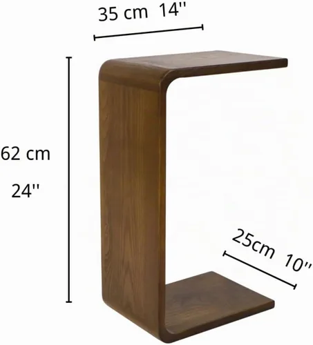 Vista 3 de COZYMATIC Carlisha - Mesa auxiliar en forma de C para sofá, mesa auxiliar, marco de madera maciza para sala de estar, mesa auxiliar para dormitorio