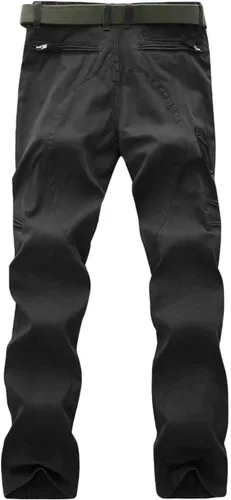 Vista 3 de MAGCOMSEN Pantalones tácticos para hombre, 9 bolsillos, pantalones cargo Ripstop, ligeros, pantalones de trabajo para senderismo, Negro