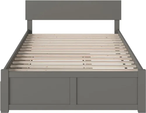 Vista 6 de AFI Orlando - Cama de plataforma de tamaño matrimonial con estribo y cama nido matrimonial, color gris