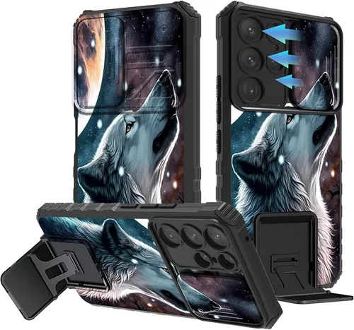 Vista 144 de Funda para Samsung Galaxy A13 5G/4G/A04S, Galaxy A13 5G con cubierta de cámara deslizante, funda de doble capa integrada con función atril