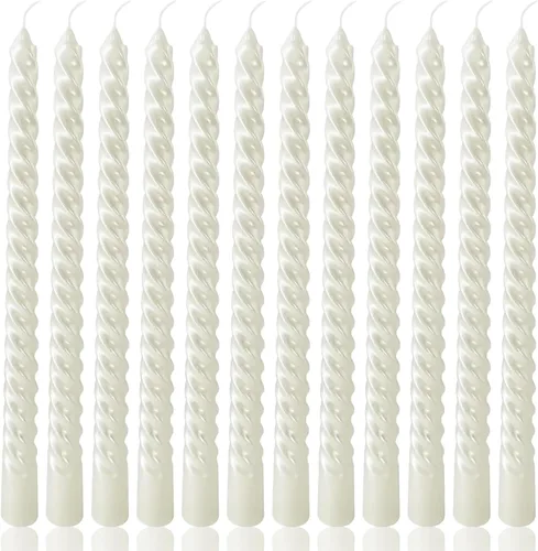 Vista 17 de Juego de velas cónicas en espiral doradas de 10 pulgadas para Navidad, paquete de 12 velas torcidas sin perfume, velas delgadas y cónicas sin goteo