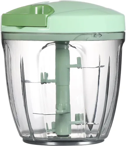 Vista 9 de Ourokhome Procesado manual de alimentos, picador de verduras portátil, rápido y con cuerda, para pequeñas cocinas, para ajo, cebolla, jengibre