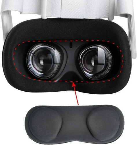 Vista 2 de (1 Pack) Orzero VR Lens Protect Cover Dust Proof Cover for Quest 2, Quest, Washable Protective Sleeve - Black