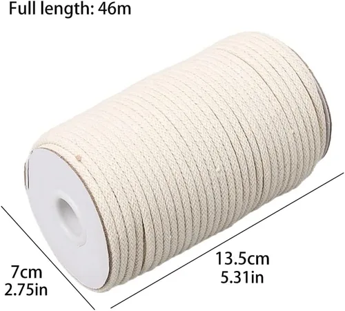 Vista 4 de Cuerda de algodón de 0.197 in, cuerda de macramé de 0.197 in x 50 yardas, cuerda de algodón para macramé, hilo de macramé para manualidades