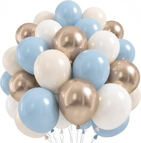 Vista 30 de Globos negros y dorados de graduación con globos de aluminio de graduación, globos metálicos de color negro, blanco, arena, beige, dorado