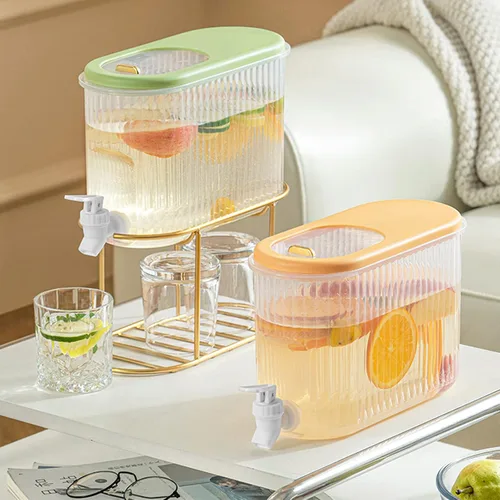 Vista 4 de Dispensador de bebidas de 3.5L/1 galón, hervidor frío con grifo, dispensador de jarra de agua duradero de plástico para refrigerador, cubo