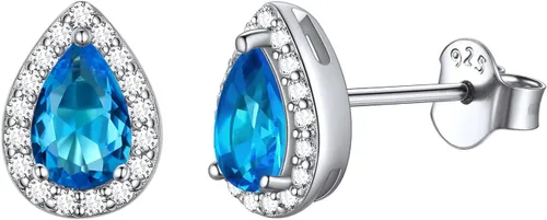 Vista 19 de ChicSilver Aretes de piedra natal para mujer de plata de ley 925