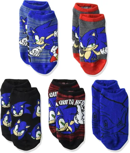 Vista 2 de Sonic The Hedgehog Calcetines Sonic para niños paquete de 5 unidades Azul