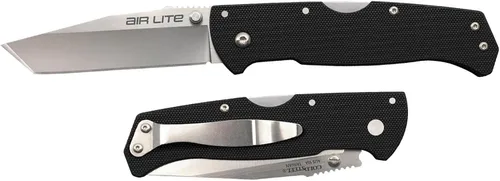 Vista 2 de Cold Steel Air Lite - Cuchillo plegable de bolsillo compacto de 3.5 pulgadas AUS10A con mango G-10 de 4.5 pulgadas, con bloqueo Tri-Ad