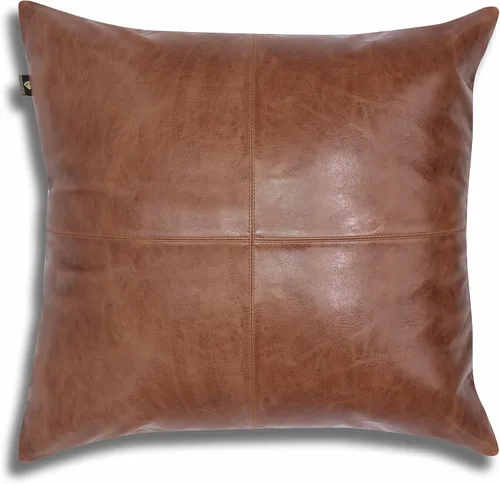Vista 10 de LL LEATHER LOVERS Funda de almohada de piel de cordero - Funda de cojín para sofá, fundas decorativas para sala de estar y dormitorio, 20 x 20 Negro