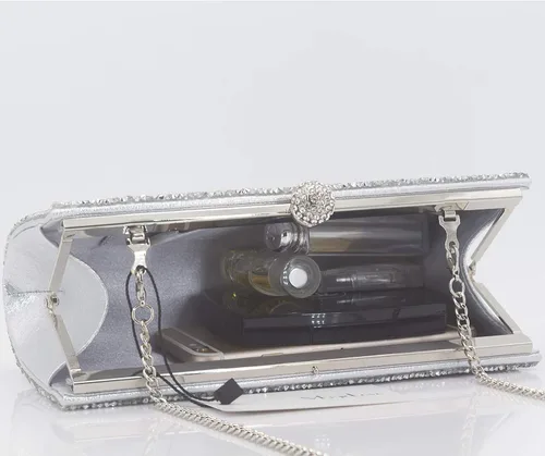 Vista 7 de Bolso de noche brillante para mujer, bolso de mano de cristal con diamantes de imitación