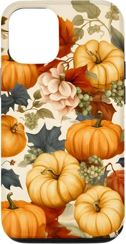 Vista 26 de Funda de estilo vintage para iPhone 16 con hojas de otoño y calabazas