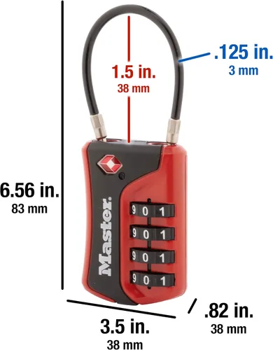 Vista 4 de Master Lock 4697D Establece tu propia combinación de candado de equipaje aprobado por la TSA, 1 paquete, los colores pueden variar