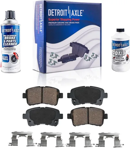 Vista 117 de Detroit Axle - Pastillas de freno para Ford F-150 99-03, 02 Lincoln Blackwood, Pastillas de freno de cerámica delanteras y traseras con repuesto