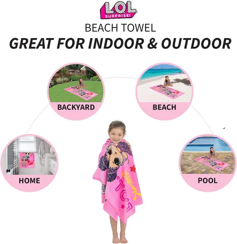 Vista 2 de Franco - Toalla infantil de baño, piscina, playa, de algodón supersuave, 58 x 28 pulgadas, LOL Surprise