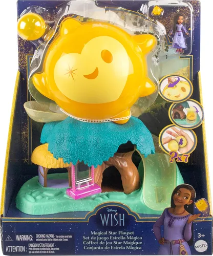 Vista 6 de Mattel Disney Wish Toys, juego de estrella mágica con muñeca Asha y 7 orbes de deseos sorpresa, incluyendo 1 figura de estrella y 6 amigos animales