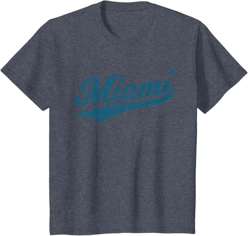 Vista 34 de Camiseta de estilo vintage de Miami Florida VARSITY SCRIPT Sports, gris, S