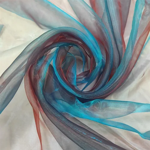 Vista 18 de Tela de organza transparente ligera de dos tonos, tela de gasa holográfica iridiscente de encaje, tela de tul oganza para vestido, fiesta, fondo
