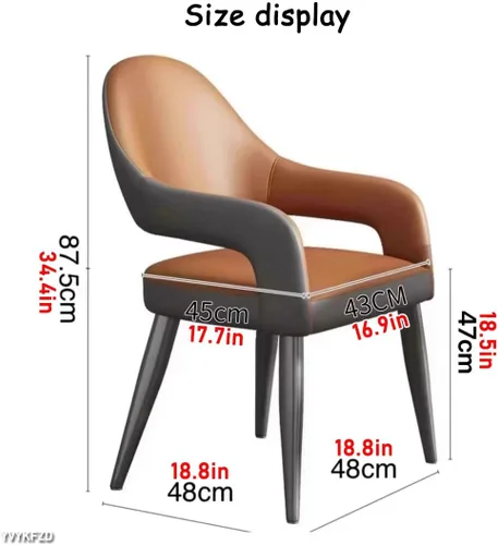 Vista 3 de YVYKFZD Leather Dining Chairs, Leisure Kitchen Chairs Set, Upholstered Dining Room Chairs with Backrest, Lounge Armchair Comfy Side Chair, for Brown