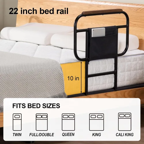 Vista 4 de Riel de cama atornillado para cama ajustable, apto solo para tabla de madera, 1 unidad, 22 pulgadas de altura