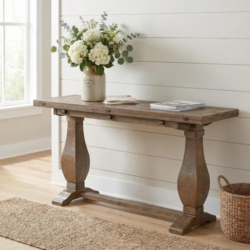 Vista 2 de Martin Svensson Home Napa Solid Wood Flip Top Sofa Table, Natural Natural recuperado