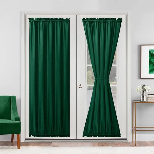 Vista 33 de Cortinas para puerta francesa, color aguamarina, 24 pulgadas de ancho x 40 pulgadas de largo, 1 panel Bolsillo para barra, semitransparente