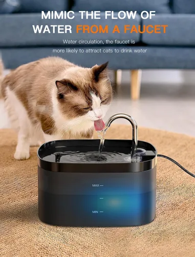 Vista 3 de Fuente de agua para gatos, fuente para gatos de 84 onzas/2.5 L, fuente de agua súper silenciosa para mascotas, filtro de carbón activado