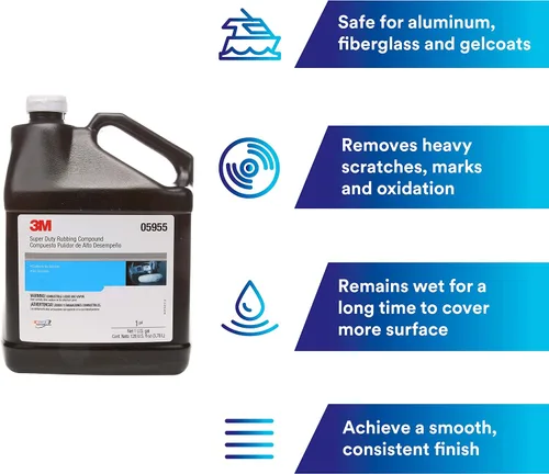 Vista 4 de 3M Compuesto de frotamiento súper resistente, 05955, 1 galón (10.6 libras), elimina la oxidación, no contiene ceras ni siliconas No contiene ceras