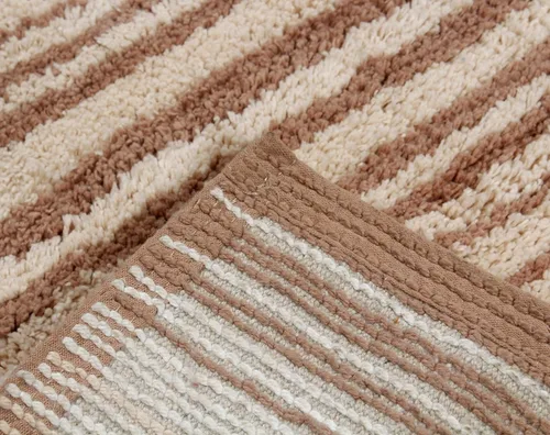 Vista 8 de Home Weavers Gradation Collection - Alfombra de baño 100% algodón, suave y absorbente, antideslizante, lavable a máquina, rectangular, 17 x 24 Beige