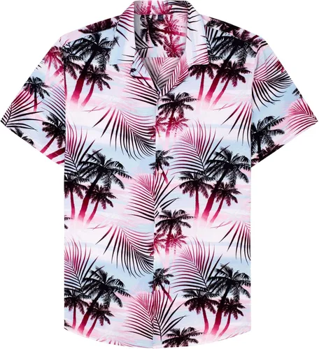 Vista 21 de Alimens & Gentle - Camisa de algodón estilo hawaiano para hombre, casual, de manga corta, ajuste regular 1609 rojo