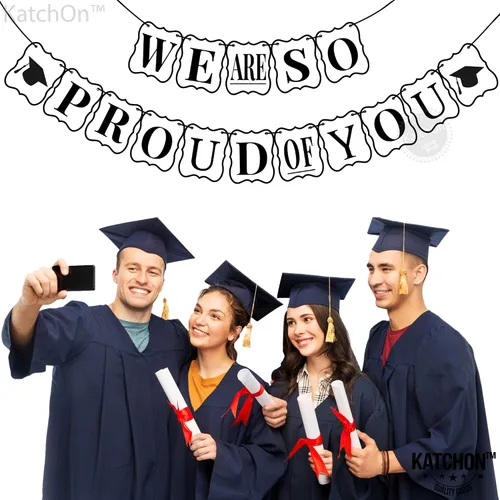 Vista 3 de KatchOn, Cartel con texto en inglés «We are So Proud of You» – Grande, 14 pies, No DIY Cartel de graduación para decoraciones de graduación