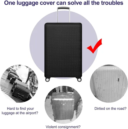 Vista 3 de Protector de equipaje de viaje protector de maleta lavable antiarañazos fundas de equipaje de elastano Negro S Fit 19-21 Inch Luggage