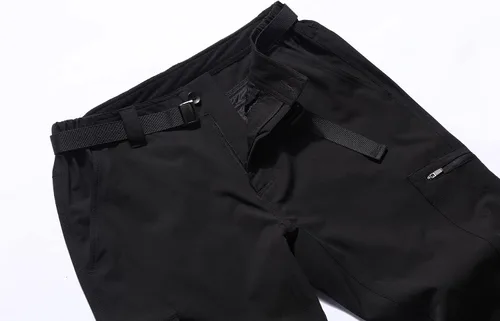 Vista 4 de MOERDENG Pantalones de senderismo ligeros para hombre con cinturón, impermeables, de secado rápido, pantalones tácticos elásticos