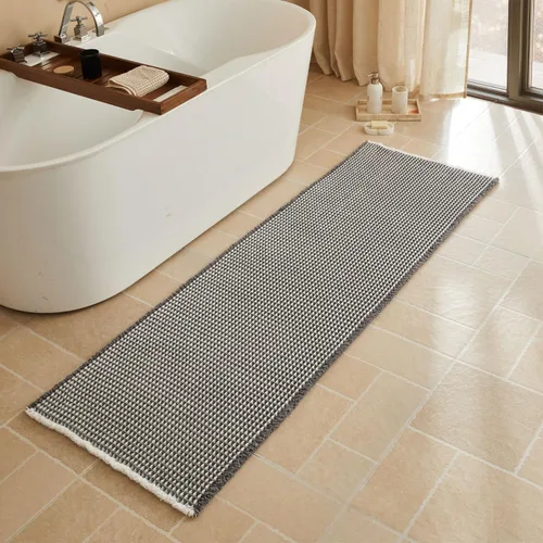 Vista 21 de Triohero Tapete de baño con diseño de gofre, tapete de baño pequeño y bohemio, antideslizante, lavable, ultra suave, súper absorbente, de secado
