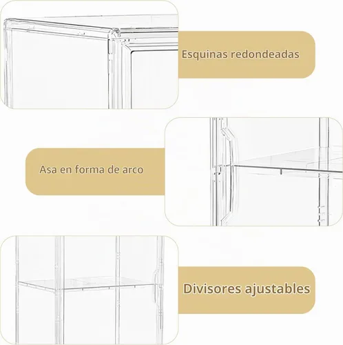Vista 5 de Attelite - Cajas de almacenamiento para botas de acrílico, tamaño XL, 2 unidades Clear Shoe Organizer,Acrylic Display Case 2 Tiers,Easy