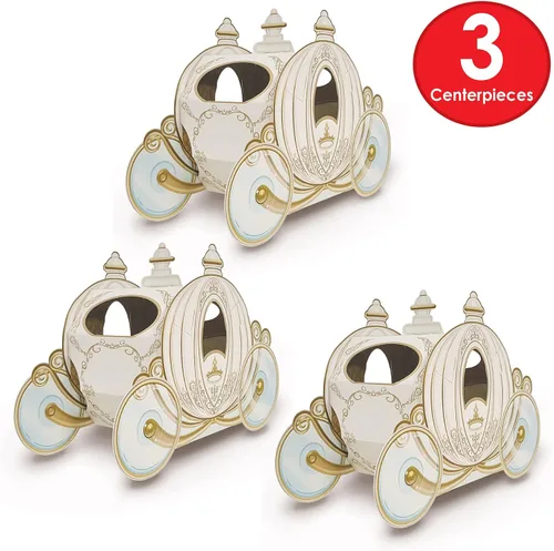 Vista 3 de Beistle Centros de mesa de carro 3D, 11 x 7.5 pulgadas, juego de 3 decoraciones de mesa de princesa, suministros para fiesta de cumpleaños