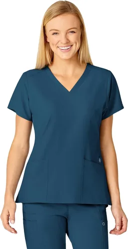 Vista 14 de Uniformes Médicos Wink para Mujer, W123, Blusas Estilizadas con Cuello en V y 5 Bolsillos Negro