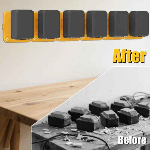 Vista 4 de 6 Pack Battery Mount Holder Compatible for Dewalt 20V 60V Battery Holder Fit for DCB200 DCB203 DCB206 Batteries Wall, Work Van, Shelf, Toolbox