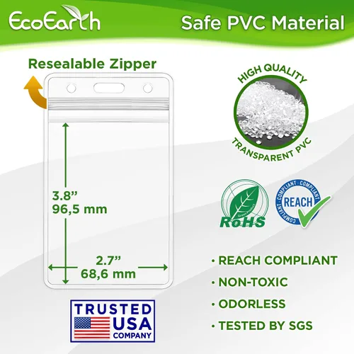 Vista 3 de EcoEarth - Soporte para tarjetas de identificación con borde suave - Nivel premium sellable de 2.25 x 3.5 pulgadas, paquete de 10 - Protector