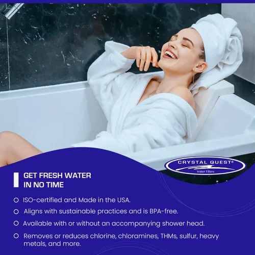 Vista 3 de Crystal Quest Filtro de ducha con cabeza, filtro de cabezal de ducha para agua dura, filtro de agua de ducha que elimina cloro, cloraminas
