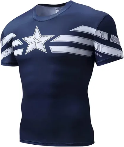 Vista 2 de TIMWOODER Men Compression Shirt Short Sleeve 3D Print T-Shirt for Men's Super Hero Cosplay Shirt