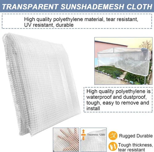 Vista 9 de STARPYNG - Lona transparente/blanca de 10 mil de 10 x 12 pies - Lona de malla transparente resistente - Lona impermeable, resistente a los rayos UV