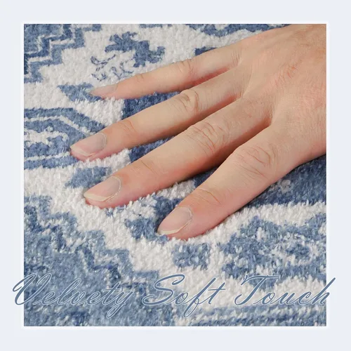 Vista 4 de Alfombras de Baño Bohemias Azules Seavish, Tapete de Baño Absorbente Vintage Desgastado de 18x26 Pulgadas, Alfombra de Baño Pequeña Antideslizante