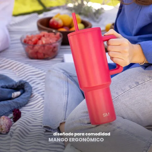 Vista 9 de Simple Modern Disney - Vaso de 40 onzas con asa y tapa con pajilla, botella de agua reutilizable aislada de acero inoxidable de viaje, regalos