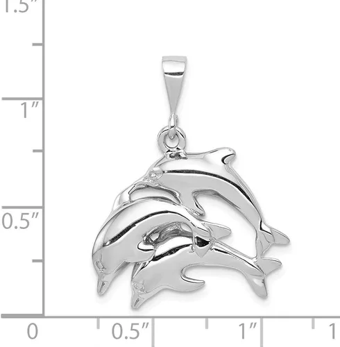 Vista 3 de Noble Collections 14k White Gold Dolphin Charm (23x31 mm)