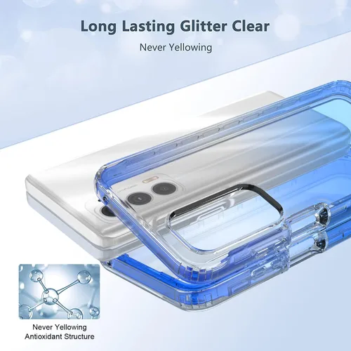 Vista 2 de Compatible con Samsung Galaxy A32 5G, funda híbrida transparente de TPU suave transparente para Samsung Galaxy A32 5G (azul)
