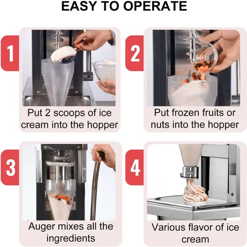 Vista 6 de Máquina para hacer helados Máquina de helado comercial de acero inoxidable Máquina de mezcla de yogur congelado Refrigerador Hacer equipo de batido