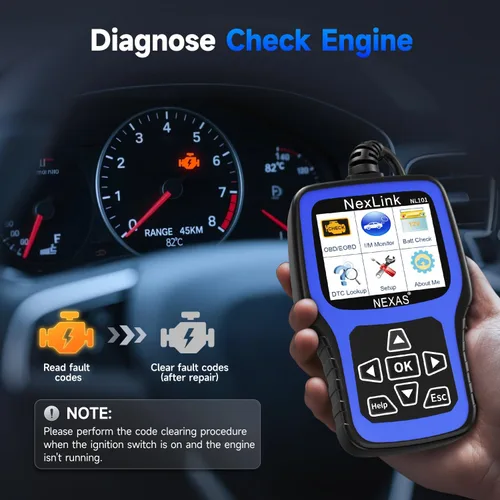 Vista 3 de NEXAS Escáner NL101 OBD2 con Probador de Batería - Lector de Códigos del Motor, Escáner de Diagnóstico Automotriz con Datos en Vivo, Freeze Frame