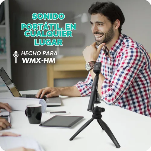 Vista 6 de Movo HMT-2 Soporte de micrófono de trípode de mesa para Movo WMX-HM y Rode Interview Go Adaptadores de micrófono inalámbrico de mano. Perfecto