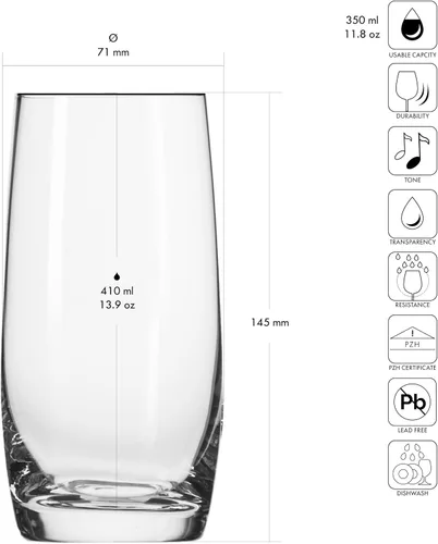 Vista 2 de Krosno Juego de 6 vasos de agua, 13.9 onzas, colección mezclada